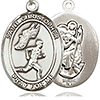 Sterling Silver 1in St Christopher Boys Track and Field Medal & 24in Chain