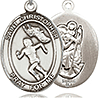 Sterling Silver 1in St Christopher Girls Track and Field Medal & 24in Chain