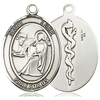 Sterling Silver Oval St Luke the Apostle & Doctor Medal 3/4in