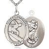 Sterling Silver Ladies' St Christopher Surfer Medal & 18in Chain