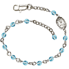 Silver-plated Brass Scapular Medal Rosary Bracelet With Aquamarine Crystal Beads