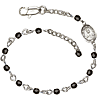Silver-plated Brass Scapular Medal Rosary Bracelet With Black Crystal Beads