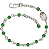 Silver-plated Brass Scapular Medal Rosary Bracelet With Emerald Crystal Beads
