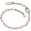 Silver-plated Brass Scapular Medal Rosary Bracelet With Pink Crystal Beads
