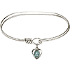 Rhodium-plated Brass Eye Hook Bangle Bracelet With Sterling Silver Miraculous Heart Charm 7in