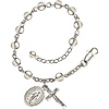Silver-plated Brass Miraculous Medal Rosary Bracelet With 5mm Beads 7in