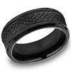Black Titanium 8mm Mesh Texture Ring with Milgrain