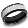 Black Titanium 8mm Wedding Band with Damascus Steel Inlay