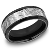 Black Titanium 8mm Wedding Band with Meteorite Inlay