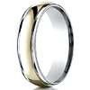 14kt Two Tone Gold 6mm Wedding Band with Ridged Edges