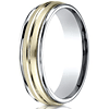 18kt Gold and Platinum 6mm Wedding Band with Ridges