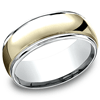 14k Two Tone Gold 8mm Wedding Band with Ridged Edges