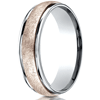 14kt White and Rose Gold Wedding Band with Swirled Spin Finish 6mm