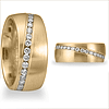 14k Yellow Gold 3/4 CT Diamond Wedding Band Curved Channel 8mm