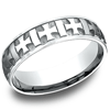 14k White Gold 6mm Wedding Band with Iron Crosses