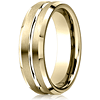 14k Yellow Gold Beveled Satin Wedding Band with Center Cut 6mm