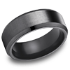 Black Titanium 7mm Satin Wedding Band with Beveled Edges