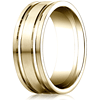 14k Yellow Gold 8mm Satin Wedding Band with Ridges