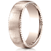 7.5mm 14kt Rose Gold Wedding Band with Rivet Coin Edges