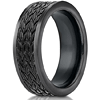 7.5mm Black Cobalt Chrome Ring with Tread Pattern