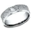 14kt White Gold Plaster Texture Wedding Band with Beveled Edges 7mm