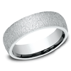 14kt White Gold Stone Texture Wedding Band 6mm