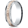 6mm 14kt White and Rose Gold Hammered Wedding Band