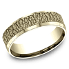 14kt Yellow Gold Bark Texture Wedding Band with Beveled Edges 6mm