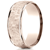 8mm 14kt Rose Gold Wedding Band with Hammered Finish