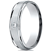 14k White Gold .08 CT Diamond 6mm Wedding Band with Rounded Edges