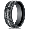 Black Cobalt Chrome 8mm Hammered Ring with White Center Cut