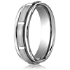 Satin Platinum Wedding Band with Polished Grooves 6mm
