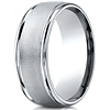 Platinum 8mm Wire Brushed Wedding Band with Rounded Edges