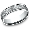 14kt White Gold Hammered Pebble Wedding Band with Rounded Edges 6.5mm