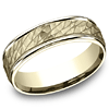 14kt Yellow Gold Hammered Pebble Wedding Band with Rounded Edges 6.5mm