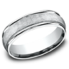 14kt White Gold Swirl Texture Wedding Band with Rounded Edges 6.5mm