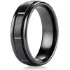 Black Titanium 7mm Comfort-Fit Satin-Finished Round Edge Ring