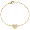 14k Yellow Gold 0.20 ct tw Diamond Pave Heart Charm Bracelet