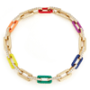  14K Yellow Gold .84 ct tw Diamond Rainbow Enamel Link Bracelet