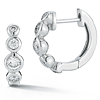 14k White Gold .25 ct tw Graduated Diamond Bezel Huggie Hoop Earrings