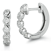 14k White Gold .15 ct tw Diamond Bezel Huggie Hoop Earrings