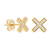 14k Yellow Gold .13 ct Diamond Pave X Stud Earrings