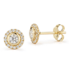 14k Yellow Gold Halo Bezel .42 ct tw Diamond Stud Earrings