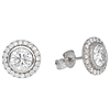 14k White Gold Halo Bezel .66 ct tw Diamond Stud Earrings