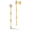 14k Yellow Gold 0.27 ct tw Diamond Pave Star and Bezel Chain Dangle Earrings