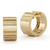 14k Yellow Gold .18 ct tw Two Row Diamond Huggie Hoop Earrings