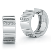 14k White Gold .12 ct tw Two Row Diamond Huggie Hoop Earrings
