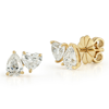 14k Yellow Gold 1.25 ct tw Two-Stone Heart and Pear Cut Diamond Stud Earrings