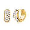 14k Yellow Gold 0.5 ct tw Pave Diamond Huggie Hoop Earrings 3/8in