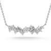 18k White Gold Multi-shaped Diamond Bar Necklace